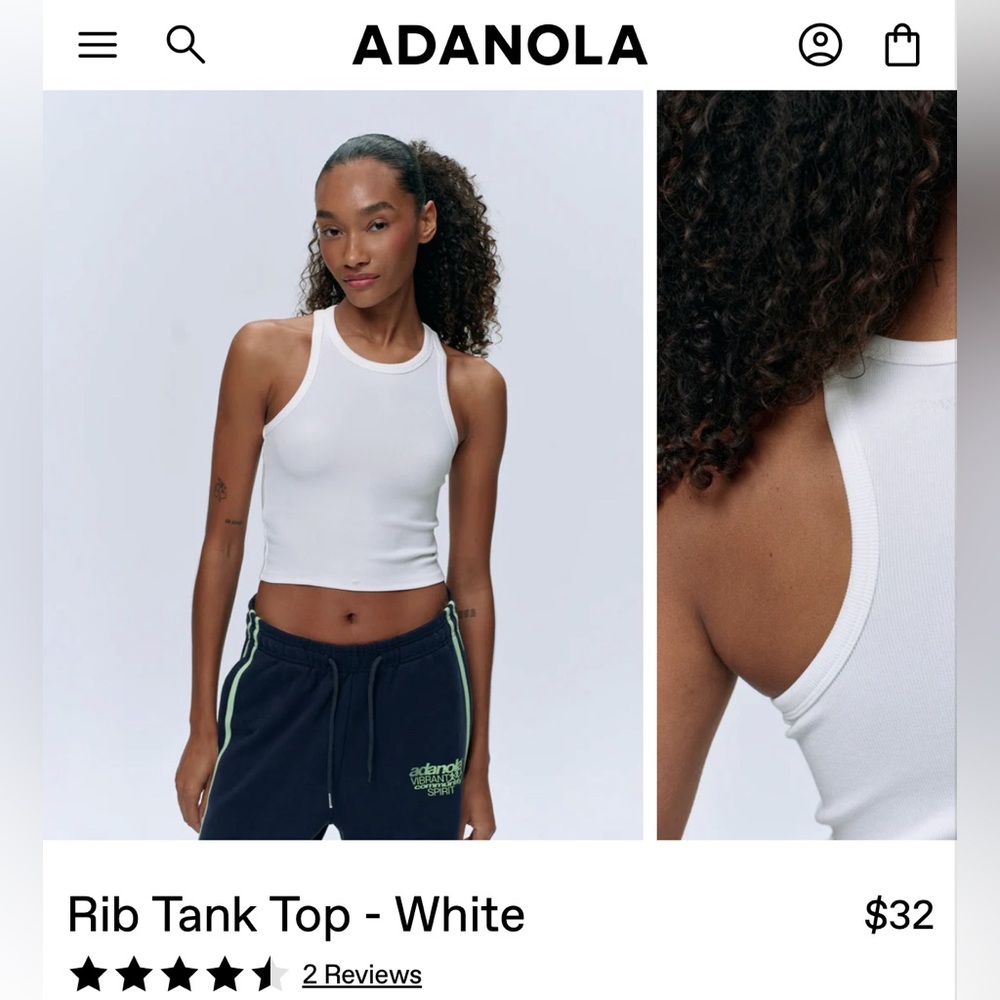 Adanola Classic White Ribbed Tank Top